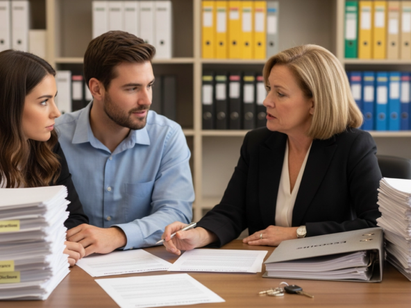 a real estate agent explaining Escrow, Title & Closing