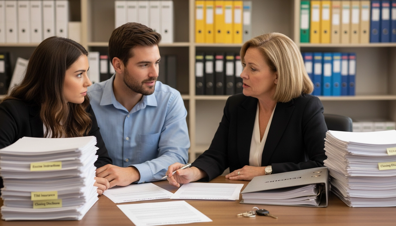 a real estate agent explaining Escrow, Title & Closing