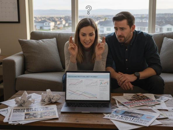 couple looking at mortgage rates in a lapatap